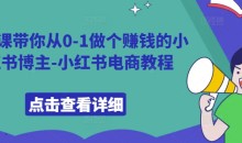 9节课带你从0-1做个赚钱的小红书博主-小红书电商教程