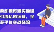 引流卖影视资源实操课程,引流私域运营,全网多平台实战经验