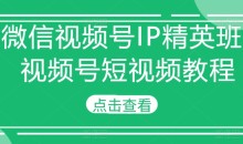 微信视频号IP精英班-视频号短视频教程