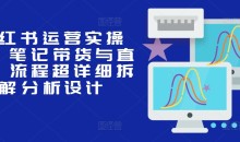 小红书运营实操课,笔记带货与直播,流程超详细拆解分析设计