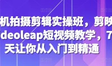 手机拍摄剪辑实操班,剪映videoleap短视频教学,7天让你从入门到精通