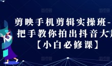 剪映手机剪辑实操班-手把手教你拍出抖音大片【小白必修课】