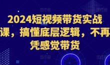 2024短视频带货实战课,搞懂底层逻辑,不再凭感觉带货
