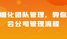 精细化团队管理,教你学会公司管理流程
