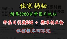 图片玩法,单条日引流500+精准创业粉,私信根本回不完
