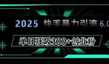 2025年快手6.0保姆级教程震撼来袭,单日狂吸300+精准创业粉