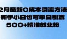 2月最新0成本引流方法,新手小白也可单日引流500+精准创业粉