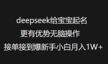 deepseek给宝宝起名更有优势无脑操作接单接到爆新手小白月入1W+