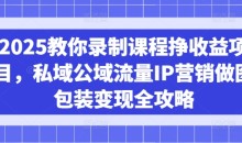 2025教你录制课程挣收益项目,私域公域流量IP营销做图包装变现全攻略