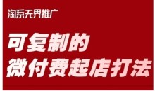 淘宝可复制的微付费起店打法,带你掌握可复制的微付费起店打法