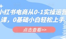 小红书电商从0-1实操运营课,0基础小白轻松上手