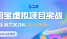 淘宝虚拟项目垂直玩法,新手卖文案资料,月入5k+