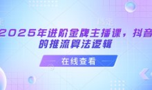 谢大嘴2025年进阶金牌主播课,抖音的推流算法逻辑