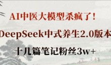 AI中医大模型杀疯了!DeepSeek中式养生2.0版本,十几篇笔记粉丝3w+