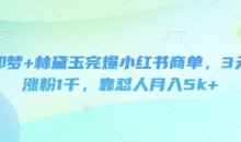 即梦+林黛玉完爆小红书商单,3天涨粉1千,靠怼人月入5k+