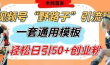 视频号“野路子”玩法,评论区疯狂截流,一套模板单日单号引流50+创业粉
