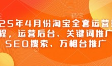 2025年4月份淘宝全套运营现场课程,运营后台、关键词推广、SEO搜索、万相台推广