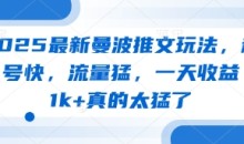 2025最新曼波推文玩法,起号快,流量猛一天收益1k+真的太猛了