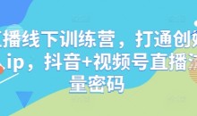 直播线下训练营,打通创始人ip,抖音+视频号直播流量密码
