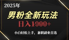 2025年男粉全新玩法,小白轻松上手副业首选,轻松日入1k+