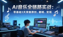 AI音乐全链路实战变现课:零基础3天掌握原创、翻唱、变现