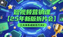 短视频营销课【25年新版拆片会】三大体系成就百万大V,包含正课、拆片会、手把手教学直播课等