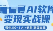 AI软件变现实战课,带你从0-1 Al+软件 高效变现