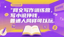 网文写作训练营,写小说挣钱,普通人同样可以玩