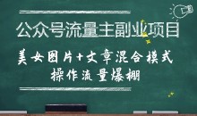 公众号流量主副业项目,美女图片+文章混合模式操作流量爆棚【揭秘】