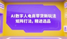 AI数字人电商带货新玩法,矩阵打法,精进选品