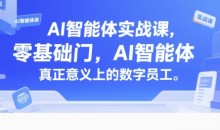 AI智能体实战课,零基础入门,AI智能体真正意义上的数字员工
