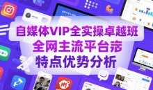 自媒体VIP全实操卓越班,全网主流平台特点优势分析