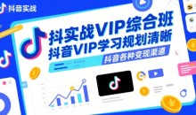 抖音实战VIP综合班,抖音VIP学习规划请晰抖音各种变现渠道