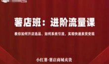 小红薯薯店商城卖货,进阶流量课,教你如何开店选品、如何系统引流,实现快速卖货变现