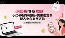 小红书电商0基础+高级运营课,新人小白必学方法,实操教学+案例分析