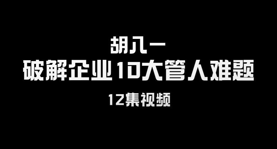 胡八一《破解企业10大管人难题》12集视频