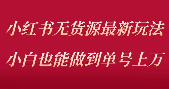 小红书无货源最新螺旋起号玩法,电商小白也能做到单号上万(价值3980元)