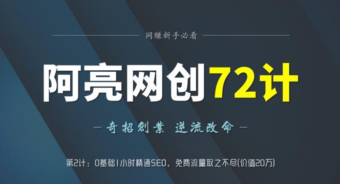 阿亮网创72计第2计:0基础1小时精通SEO,免费流量取之不尽