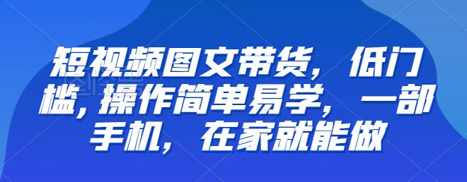 短视频图文带货，低门槛,操作简单易学，一部手机，在家就能做