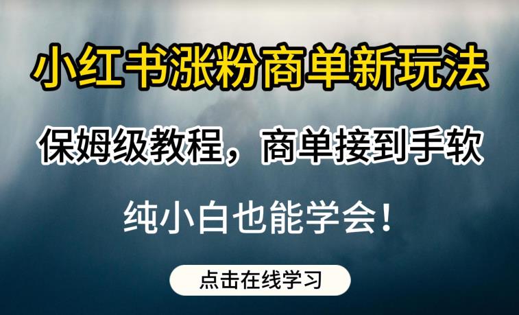 小红书涨粉商单新玩法,保姆级教程,商单接到手软,纯小白也能学会