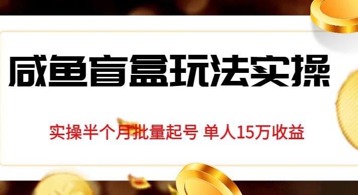 独家首发咸鱼盲盒玩法实操,半个月批量起号单人15万收益