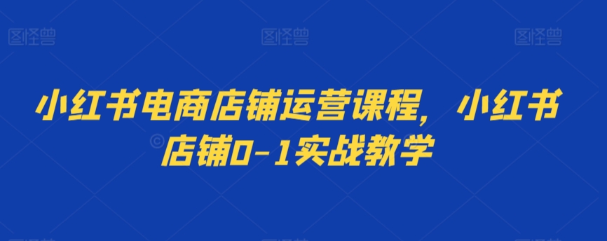 小红书电商店铺运营课程,小红书店铺0-1实战教学