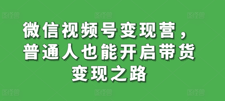 微信视频号变现营月入过万,普通人也能开启带货变现之路