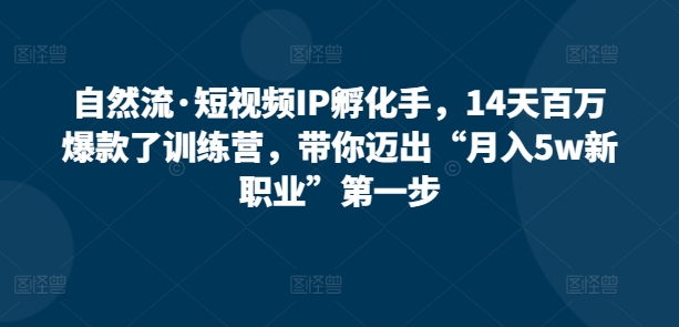 14天百万爆款了训练营,带你迈出“月入5w新职业”第一步