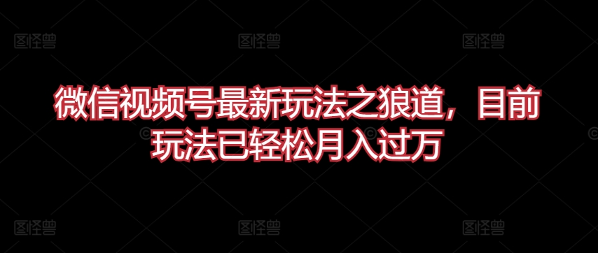 微信视频号最新玩法之狼道,目前玩法已轻松月入过万