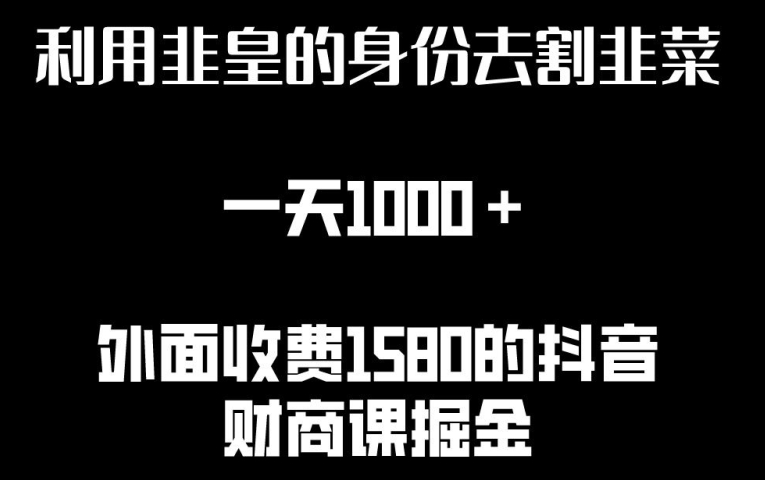 利用非皇的身份去割韭菜,一天1000+(附详细资源)