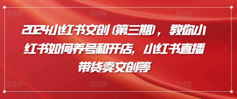 教你小红书如何养号和开店,小红书直播带货卖文创等