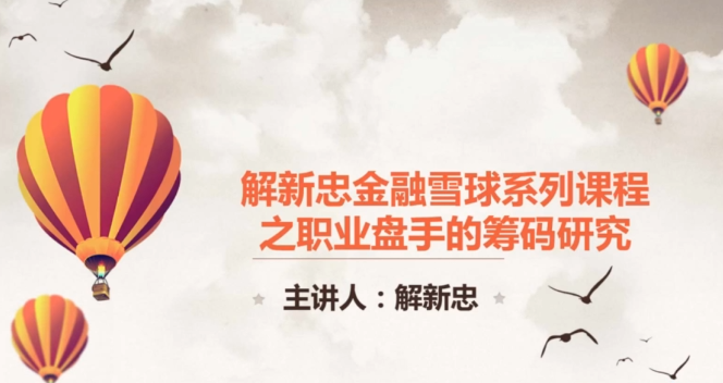职业操盘手筹码技术视频共9课(解新忠)