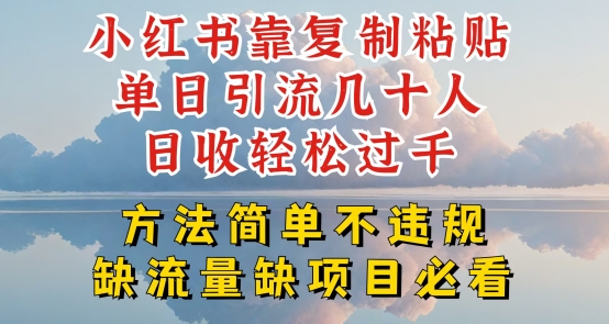 小红书靠复制粘贴单日引流几十人目收轻松过千,方法简单不违规