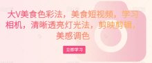 大V美食色彩法美食短视频学习相机剪辑